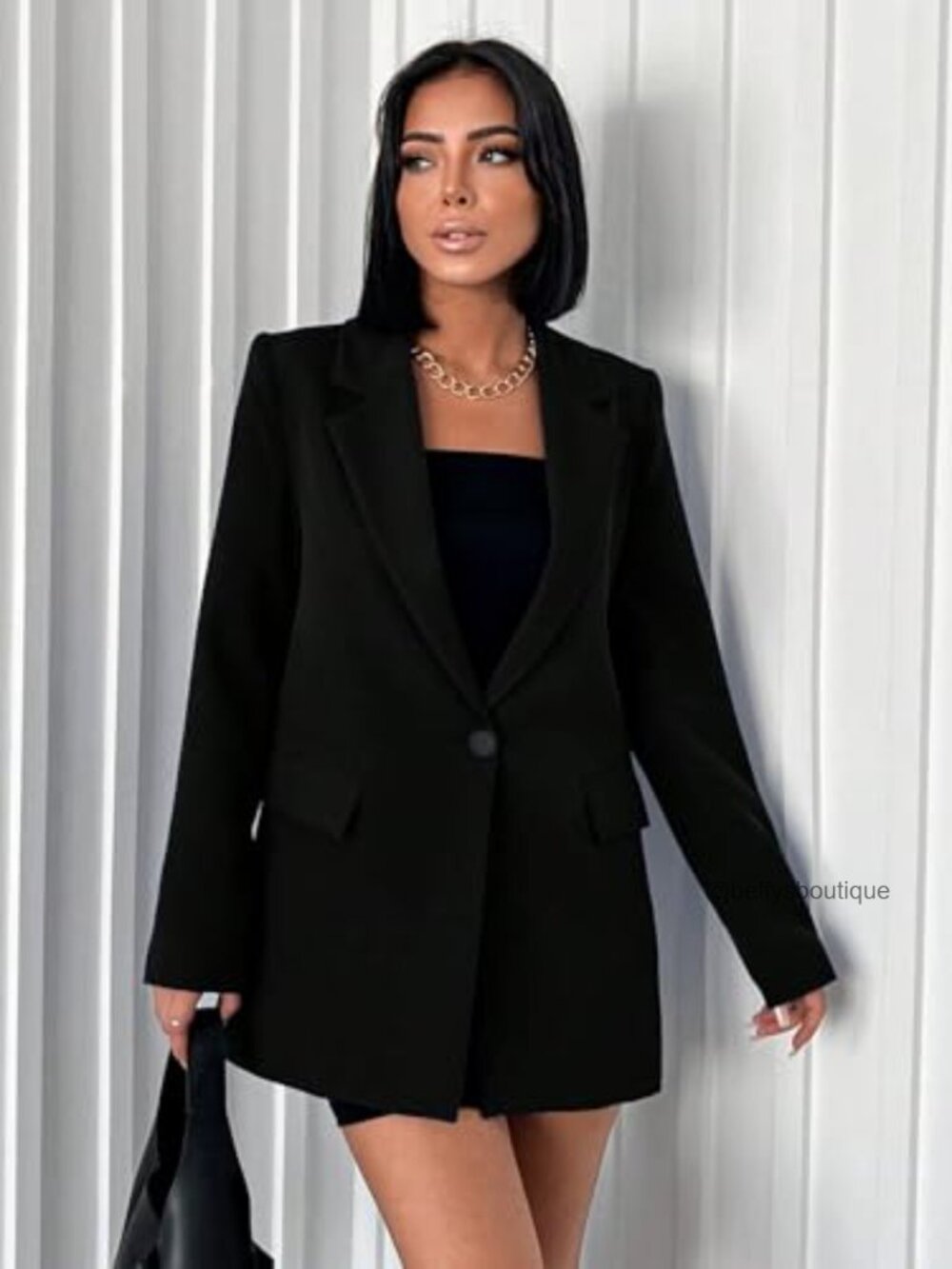 Women's Lightweight Loose Fit Double-Breasted Blazer Notch Lapel Work Jacket